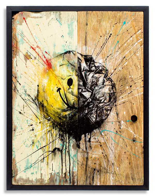 Beauty in Decay II 18 x 24 Inches Framed: 19.5 x 25.25 x 1 Inches Aerosol, Acrylic, on Reclaimed Wood SOLD