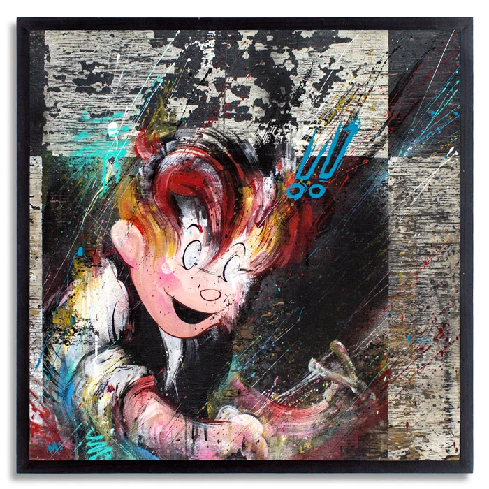 Spoiled Rotten (aka Meggsy) 32 x 32 Inches Aerosol, Acrylic, on Reclaimed Wood SOLD