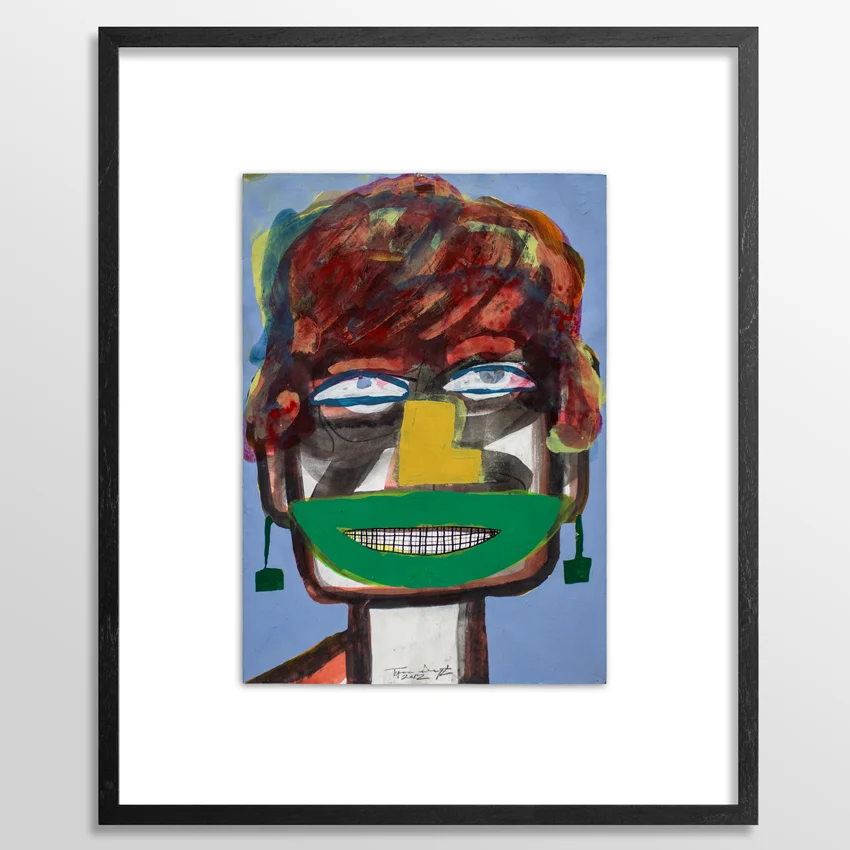 In His Image 11.75 x 16.75 Inches Mixed Media on Paper 28 x 23 Inches Black Wood Frame with UV Glass and Float Mounted on Archival Backing Board SOLD Created in 2012 during his year-long residency in Basel, Switzerland.