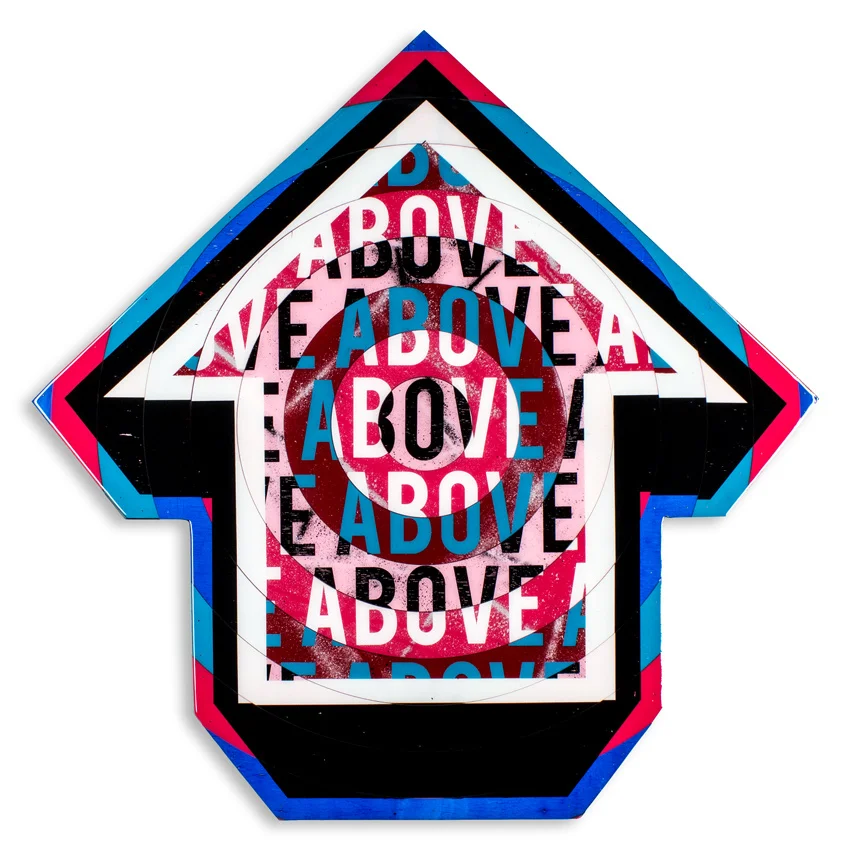 Archer 36 x 36 x 3.5 inches / 90 x 90 x 9 cm Acrylic, Spray Paint & Screen Print Ink on Birch Wood Panel with Archival UV Protected Resin $5000