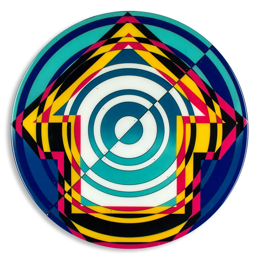 Cut The Record - Jazz 24 x 24 x 2.5 inches / 60 x 60 x 6 cm Acrylic, Spray Paint & Screen Print Ink on Birch Wood Panel with Archival UV Protected Resin $2500