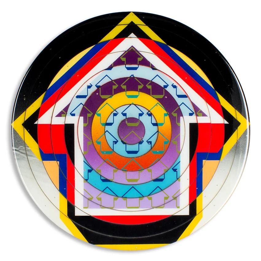 Bullseye - Berlin 18 x 18 x 2 inches / 45 x 45 x 5 cm Acrylic, Spray Paint & Screen Print Ink on Birch Wood Panel with Archival UV Protected Resin SOLD