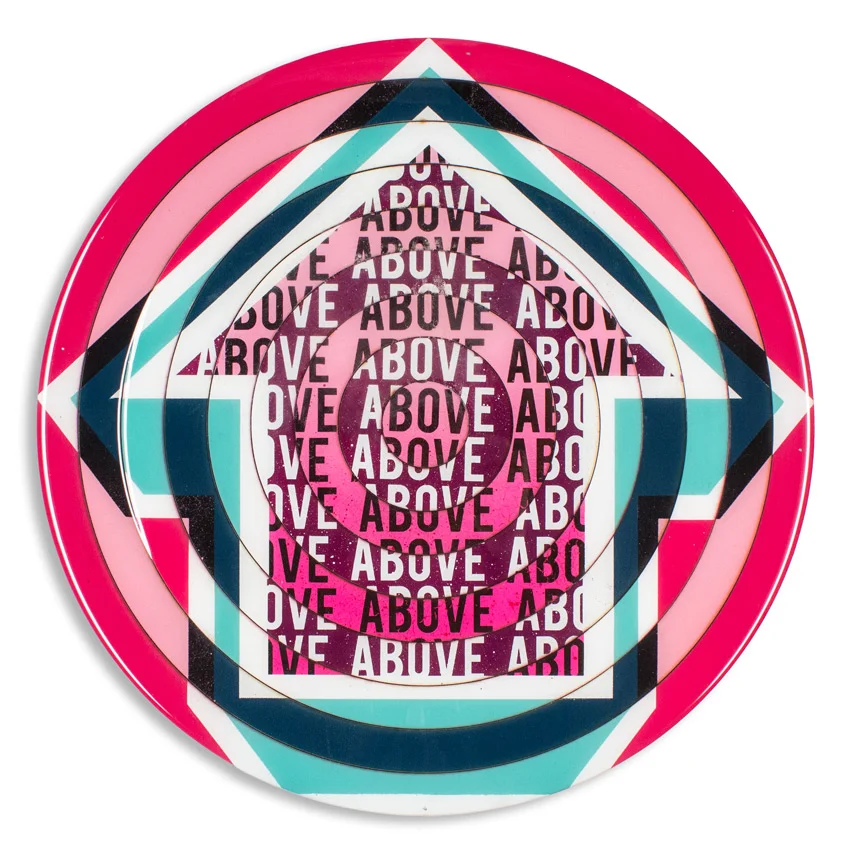 Bullseye - NYC 18 x 18 x 2 inches / 45 x 45 x 5 cm Acrylic, Spray Paint & Screen Print Ink on Birch Wood Panel with Archival UV Protected Resin SOLD