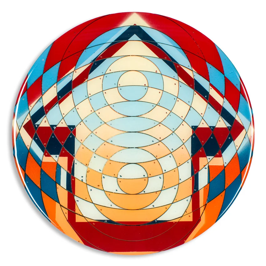 Vesica - Copenhagen 18 x 18 x 2 inches / 45 x 45 x 5 cm Acrylic, Spray Paint & Screen Print Ink on Birch Wood Panel with Archival UV Protected Resin SOLD