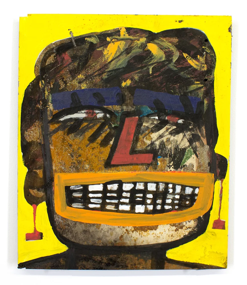 Tyree Guyton Mrs. Washington - 1996 Mixed Media on Metal 18 x 15 x .5 inches Salvaged from the City Of Detroit demolition of the H eidelberg Project in 1999 $3,500.00