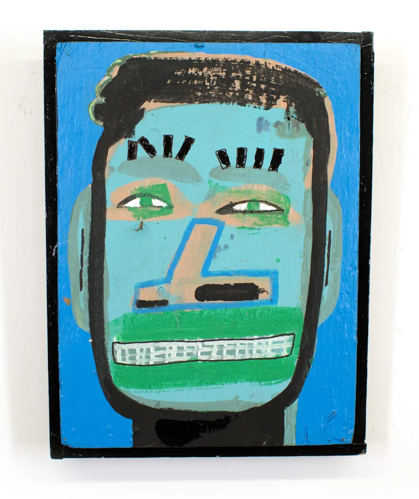 Tyree Guyton Slick - 1999 Mixed Media on Reclaimed Wood Panel 26.5 x 20 x 4 inches Salvaged from the City Of Detroit demolition of the H eidelberg Project in 1999 SOLD