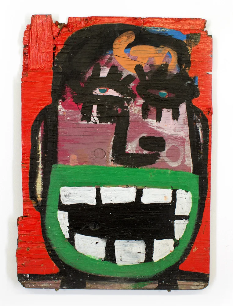 Tyree Guyton Ain’t Afraid of Shit - 1997 Mixed Media on Reclaimed Wood Panel 24 x 17 x 1 inches Salvaged from the City Of Detroit demolition of the H eidelberg Project in 1999 SOLD