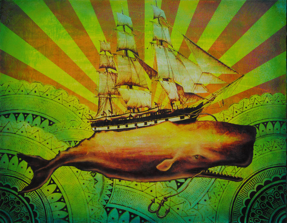 Beau Stanton Leviathan - Lime Rust Edition of 5 with different color ways 18 x 14 x 1.75 inches - Screen Print and Mixed Media on Cradled Wood Panel Click here for additional info