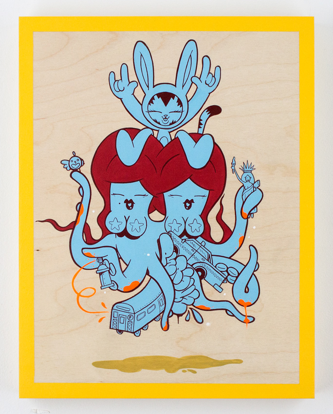 Persue BK All Day 1/5 Edition of 5 - Hand Painted Multiple 14 x 18 x 1.75 inches - Acrylic on Cradled Wood Panel Click here for additional info