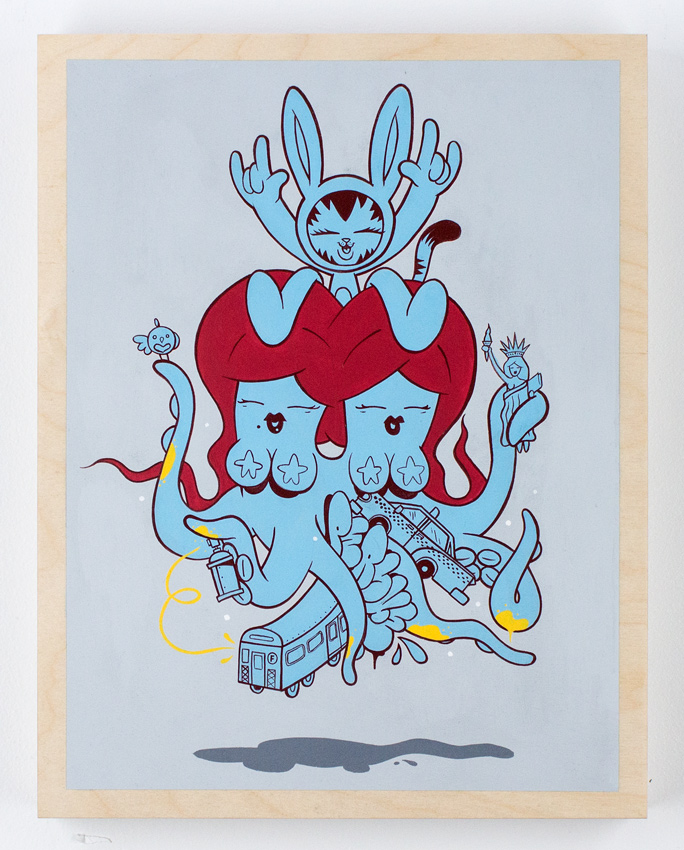 Persue BK All Day 2/5 Edition of 5 - Hand Painted Multiple 14 x 18 x 1.75 inches - Acrylic on Cradled Wood Panel 