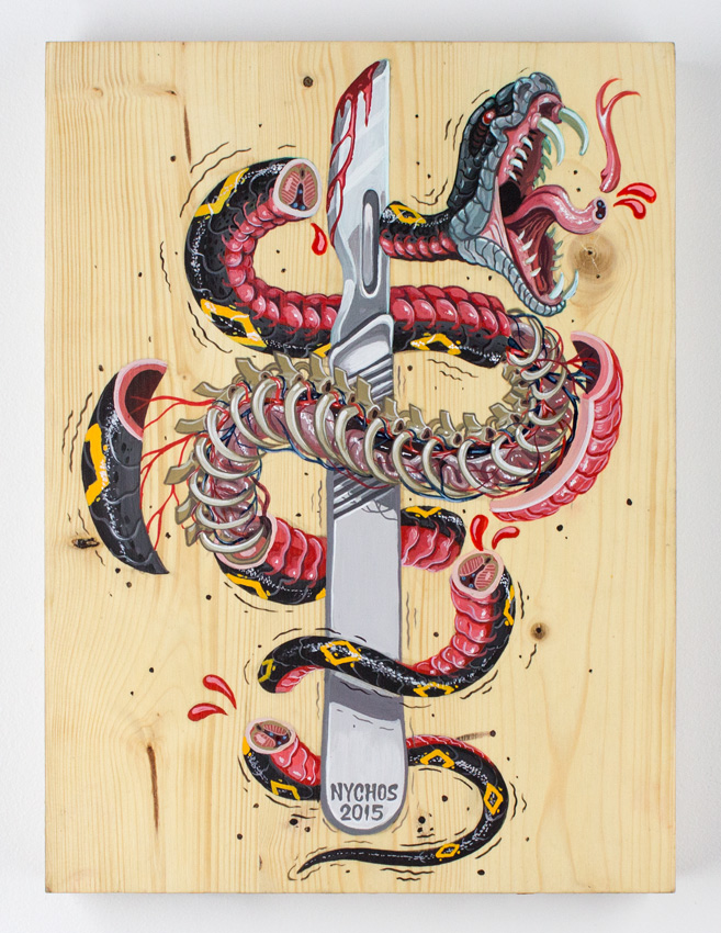 Nychos I Slice For Livin 18 x 14 x 2 inch - Acrylic on Solid Wood Butcher Block SOLD