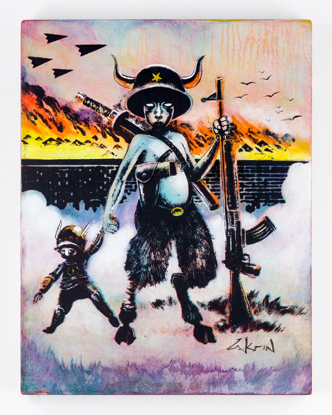Ron Zakrin Over The Wall - 2/5 Edition of 5 Hand Painted Multiple 18 x 14 x 1.75 Inches - Screen Print and Mixed Media on Cradled Wood Panel Click here for additional info