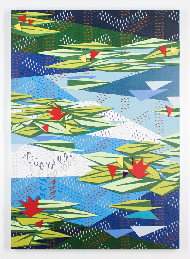 Lawrence “Naturel” Atoigue Water Lillies 2 - 2015 30 x 42 x 2 inches Acrylic and Aerosol on Wood $11, 00.00 