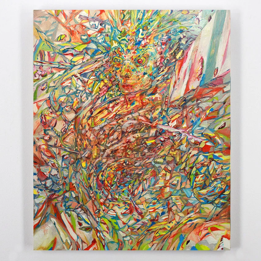 Apolo Cacho Robot Girl Oil on panel 56 x 46 cm // 22 x 18 Inches $1,000