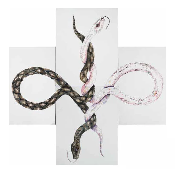 Mariana Magdaleno Good and Evil Watercolor and ink on cotton paper 4 sheets of 41 x 32 cm each // 16 x12 .5 inches $1,000