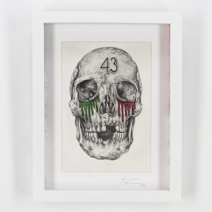 Mariana Villanueva México lindo y qué-herido Graphite on cotton paper 9.5" x 12" $550