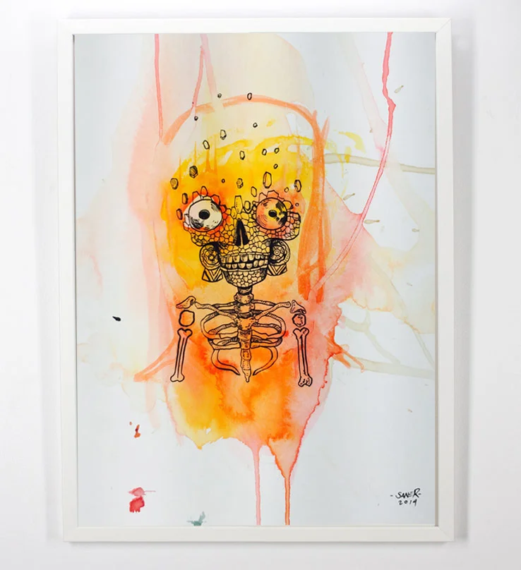 Saner Back to the Roots Ink and Acrylic on Fine Art Paper 9 x 12 inches SOLD