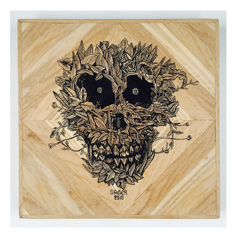 Saner Ciclo de la Vida Ink on wood panel 33 x 33 cm // 13.5 x 13.5 inches $1,200