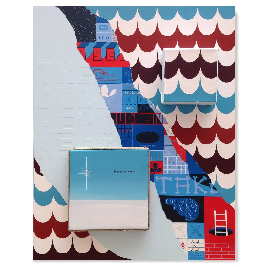 Jim Houser Types of Maps 16 x 20 Inches Acrylic, collage and assemblage on wood panel $3,000