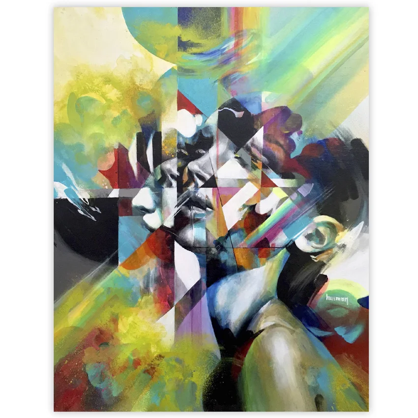 Hueman Division 16 x 20 Inches Acrylic and spray paint on wood panel SOLD