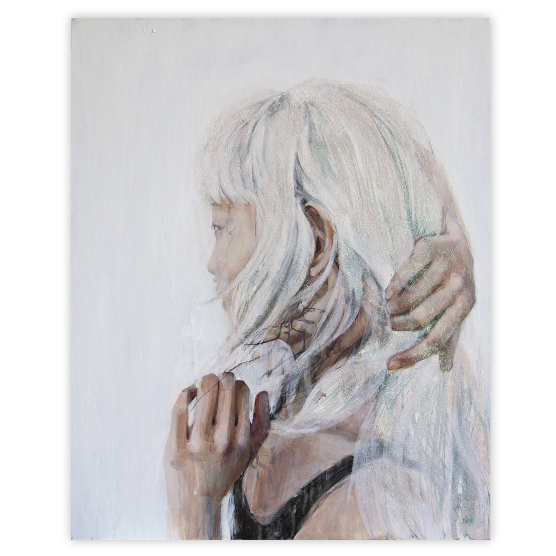 Christine Wu The Way You Were 16 x 20 Inches Oil, graphite and glitter on wood panel $1,800