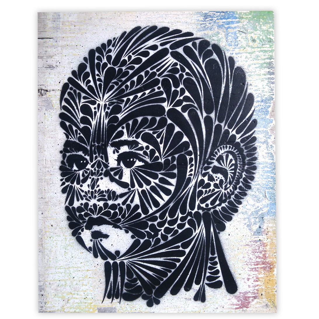 Stinkfish Pequeño Venado (Small Deer) 16 x 20 Inches Spray paint on found wood $1,600 
