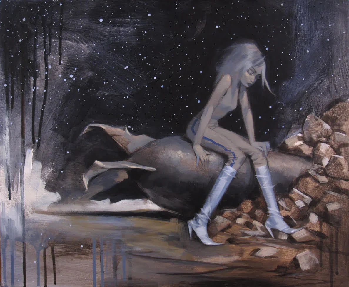 Glenn Barr New Boots 16 x 20 Inches Acrylic on wood SOLD