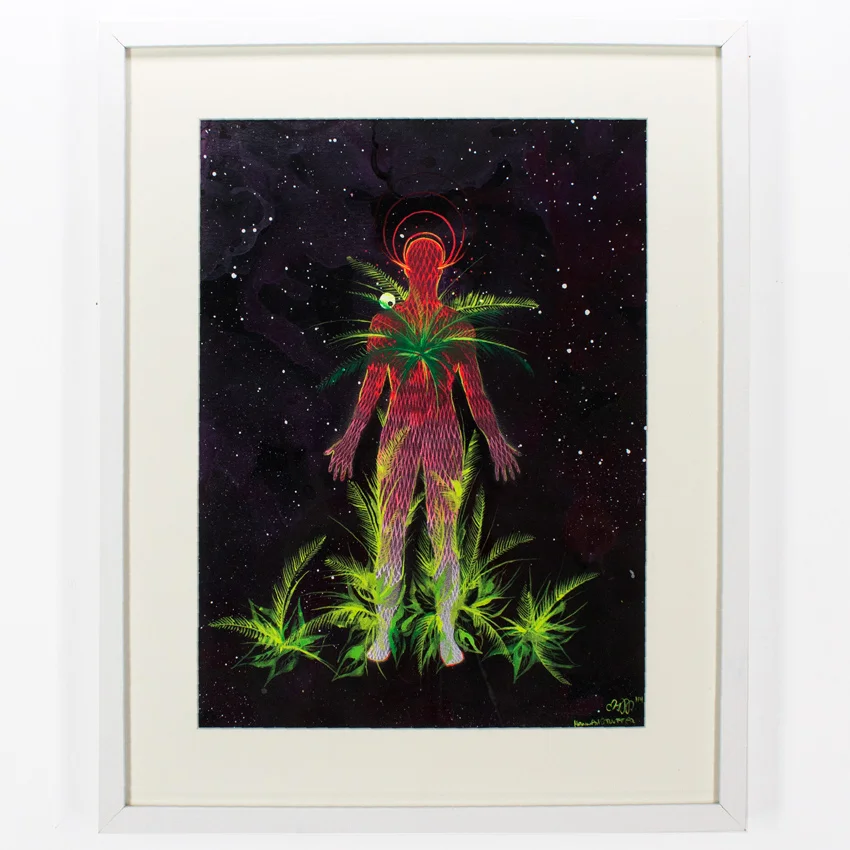 35. Hannah Stouffer Internal Energy (the one of the body) 11x14" - 17x20 Framed Ink and gouache on paper $650 - Inquire - Purchase directly on 1xRUN