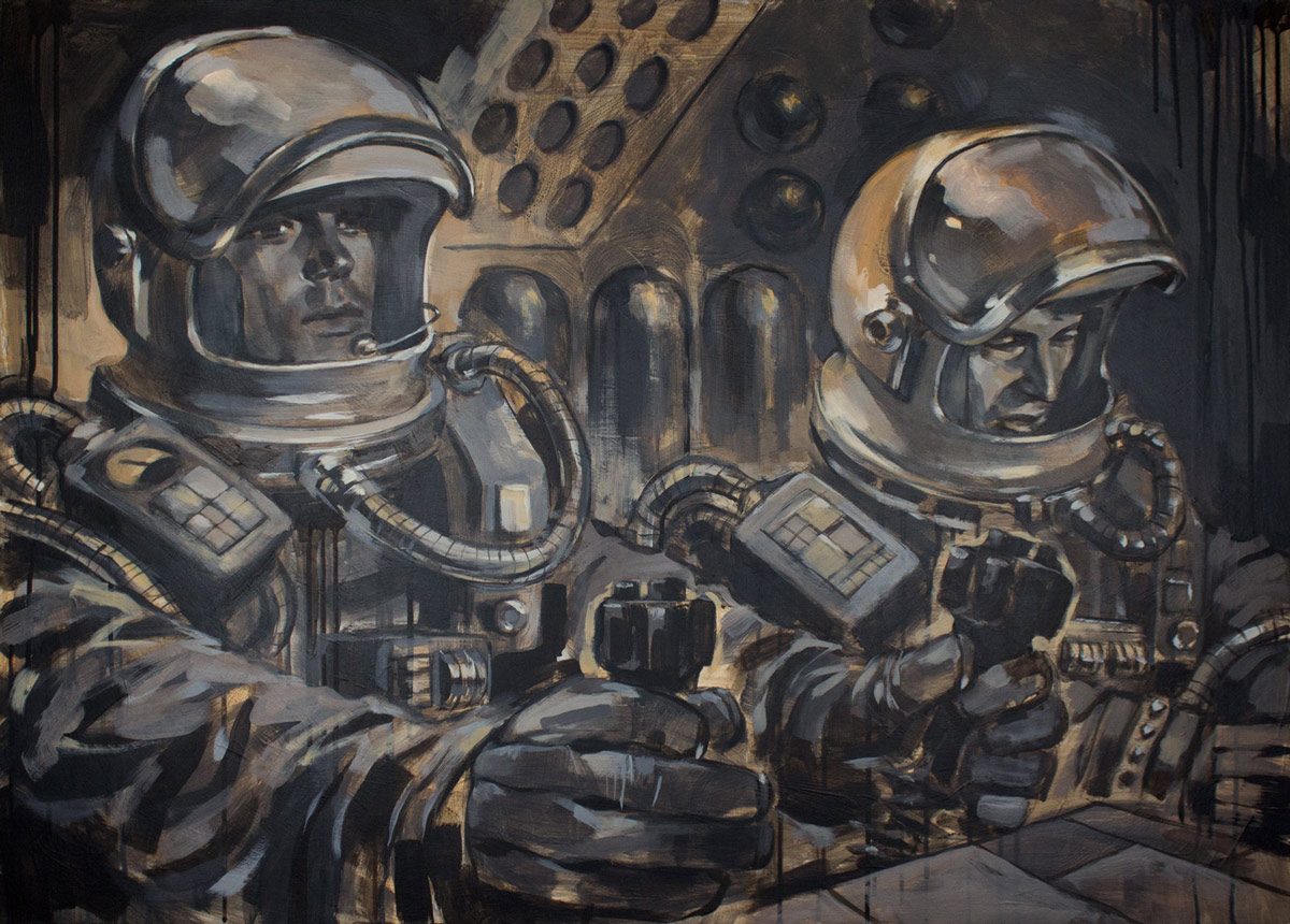 Glenn Barr In The Shadow of Orion Acrylic on Cradled Wood Panel 43 x 31 x 2 Inches SOLD