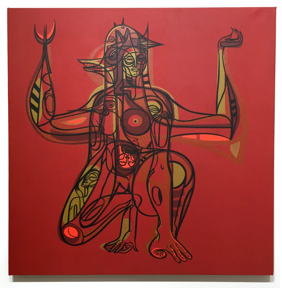 Doze Green Untitled 2 (2015) 36 x 36 x 2 I nches Acrylic Hand Painted Backgrounds with Screen Print Overlay Inquire for pricing and availability e mail info@innerstategallery.com 