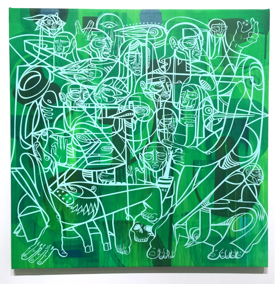 Doze Green Provacateurs 1 B (2015) 34 x 34 x 2 I nches Acrylic Hand Painted Backgrounds with Screen Print Overlay Inquire for pricing and availability email info@innerstategallery.com 