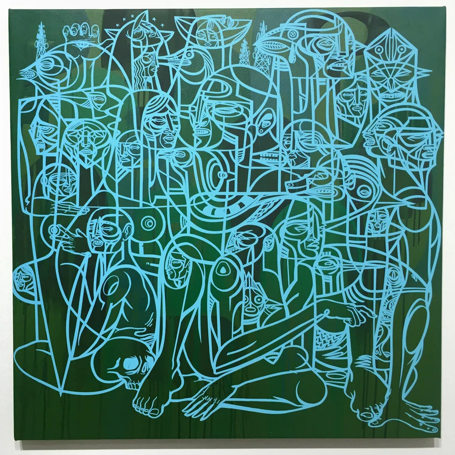 Doze Green Provacateurs 2 A (2015) 34 x 34 x 2 I nches Acrylic Hand Painted Backgrounds with Screen Print Overlay SOLD