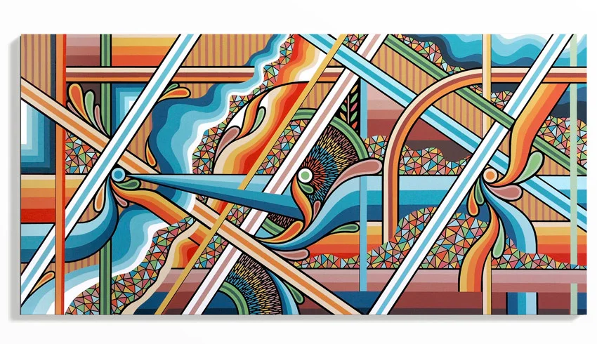 Brad Eastman Converge - A Topographic Abstraction of the Pilbara (2015) 47.25 x 23.4 x 2 Inches Acrylic, ink, and satin varnish on mounted Plywood SOLD