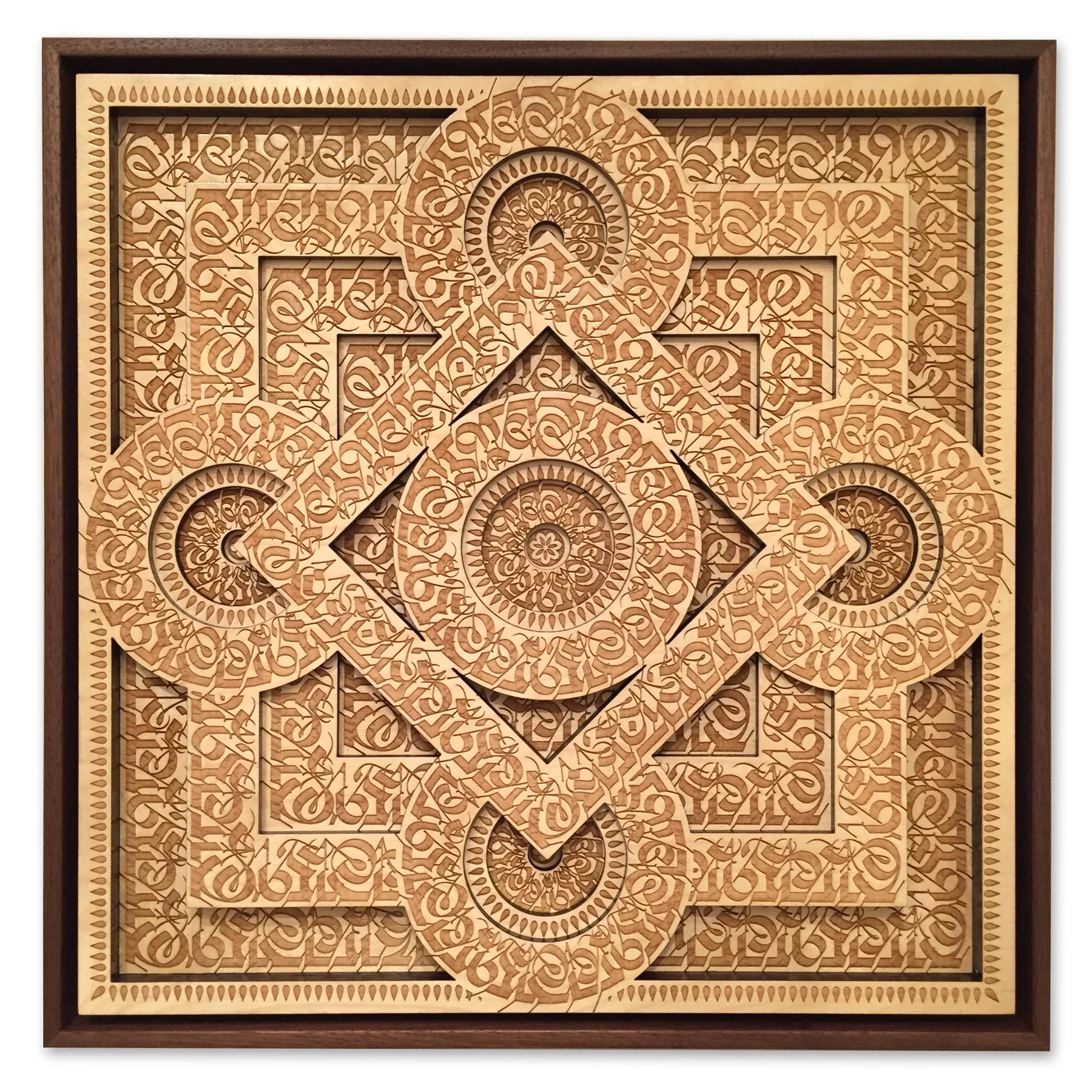 Cryptik Sacred Science I Multiples - Mantradala Series 15" x 15" x 2" Laser Engraved Multi-Layered Wood Panels - Framed Edition 10 SOLD