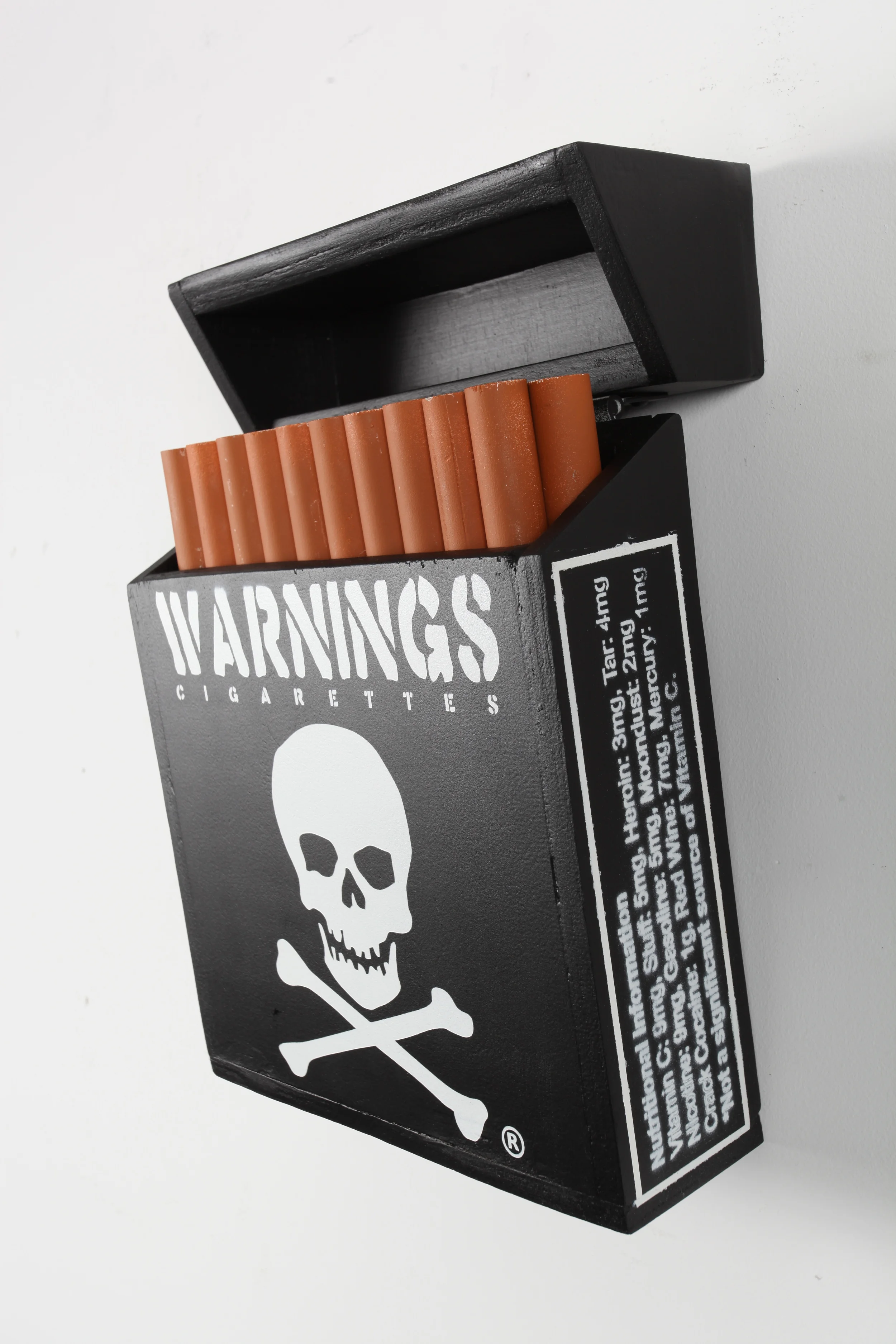 Warnings 13” x 10” x 3.5” Inch Mixed Media Cut Wood Assemblage $1000
