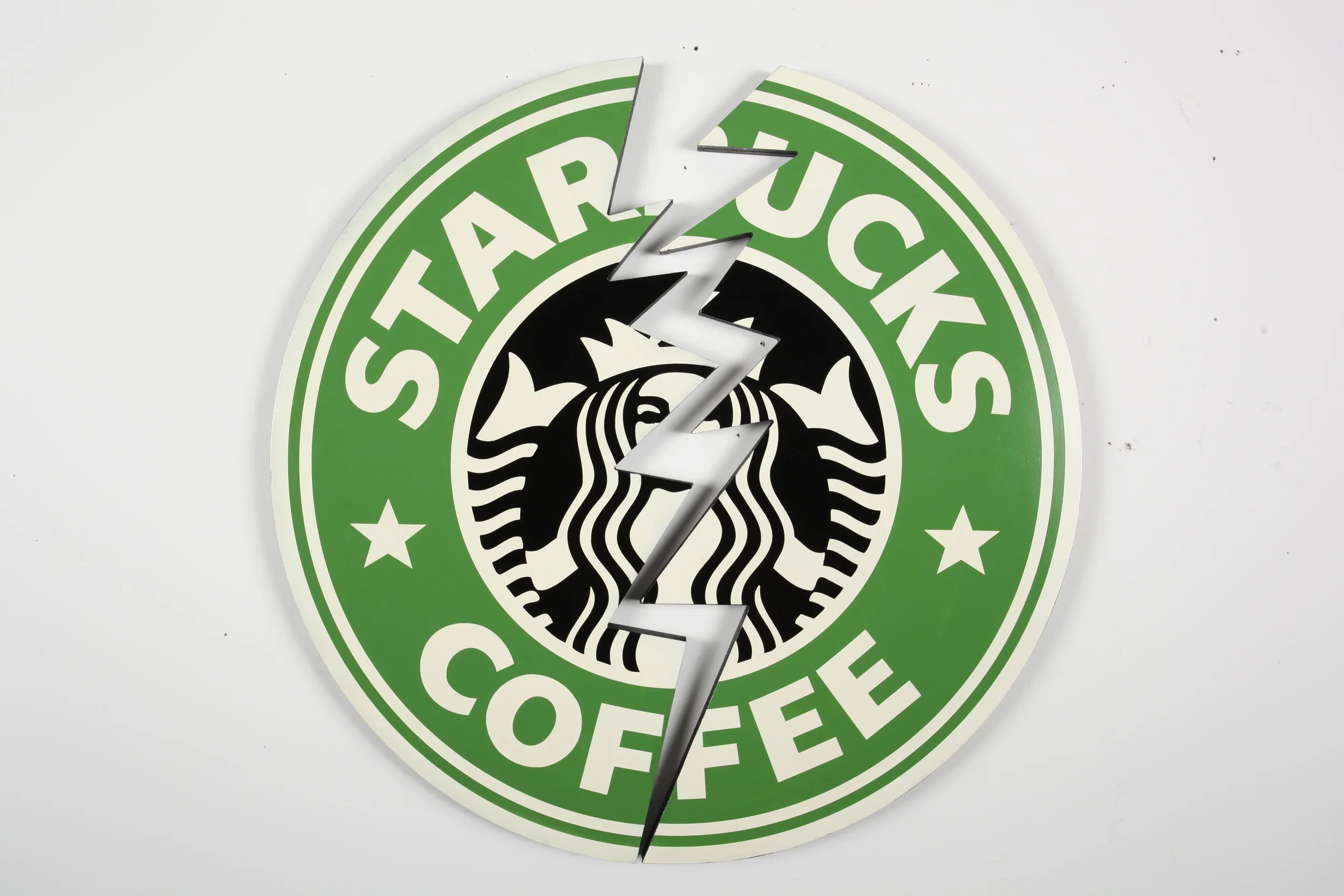 Starbucks Crack 48” x 48” x 3" Inch Aerosol Stencil on Contour Cut Mounted Birch Plywood $1500