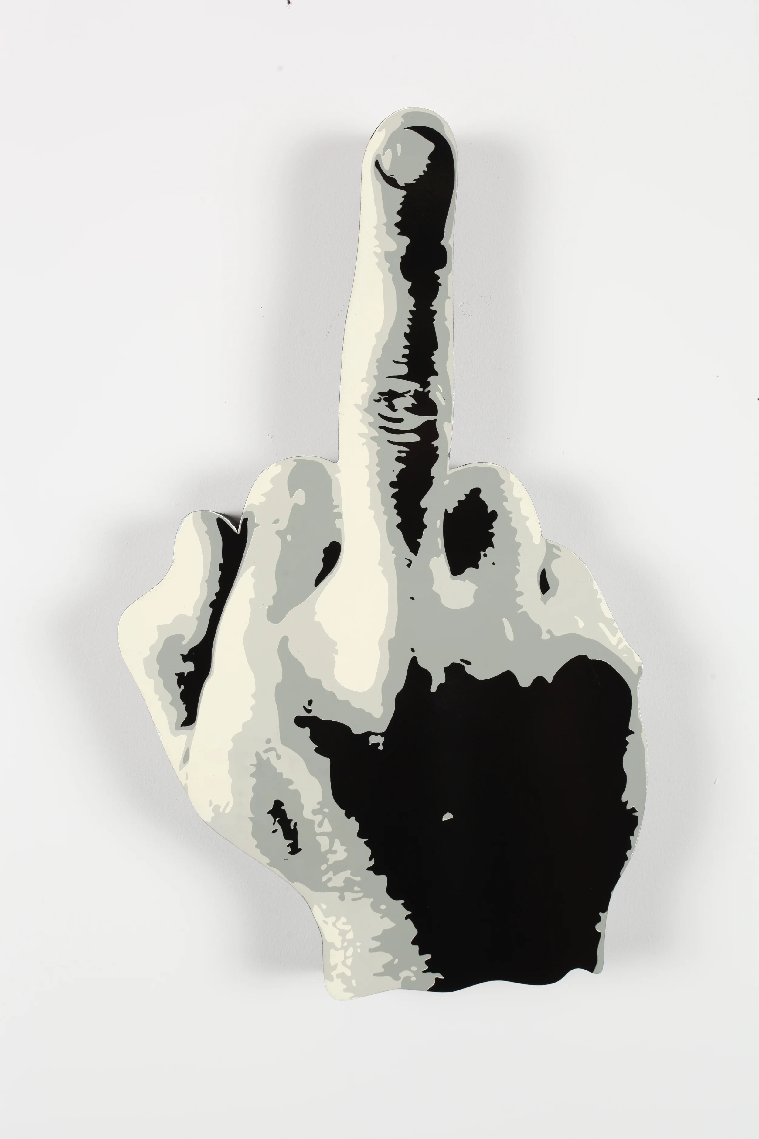 Middle Class Finger 18” x 24” x 2" Inch Aerosol Stencil on Contour Cut Mounted Birch Plywood Edition of 5 $450