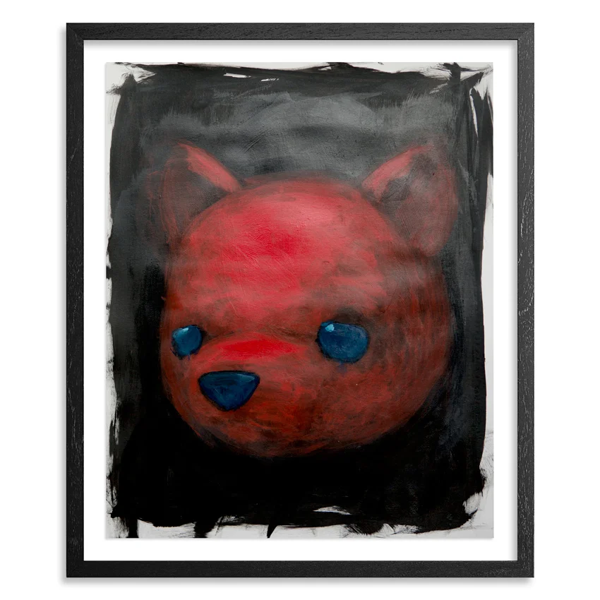 Red Bear 14 x 17 Acrylic on 100lb Bristol Paper Float mounted on acid free backing in a 1 inch black wood frame & UV glass SOLD 