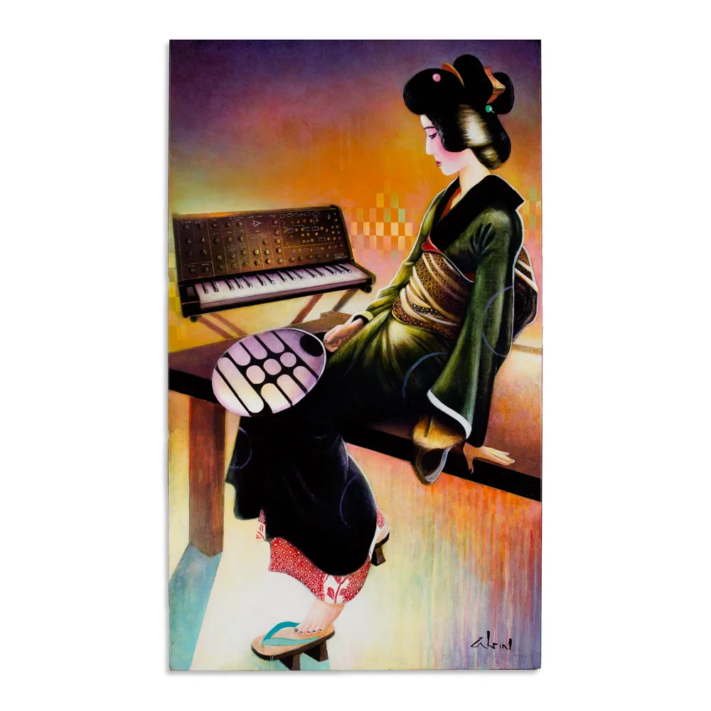 Girl with Fan 20" x 34" Acrylic on Panel SOLD