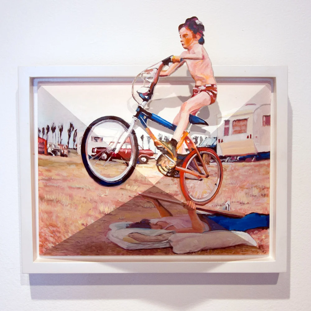 Campground Daredevil 11" x 8.5" x 5" Oil on Wood Form $1,500