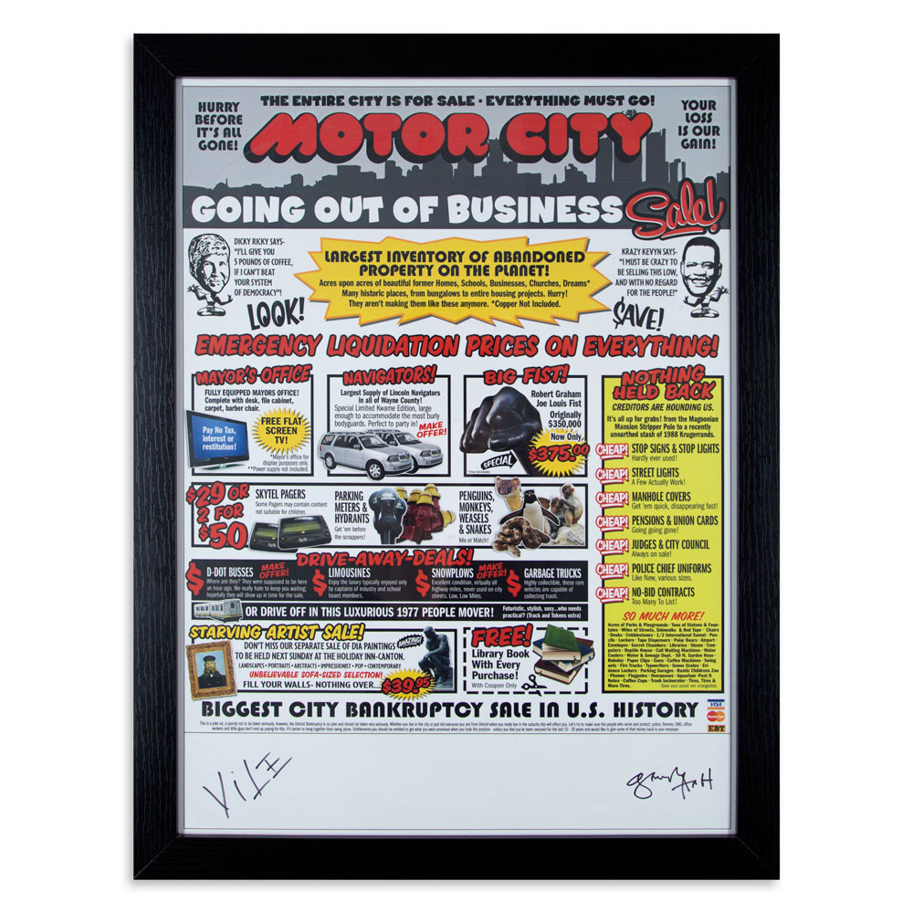 Motor City Going Out Of Business 17" x 21" Test Proof of Newspaper Ad SOLD