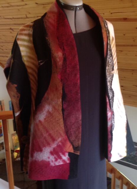 Eco-Topper, lined with silk crepe, Kentucky Wool and upcycled shibori merino