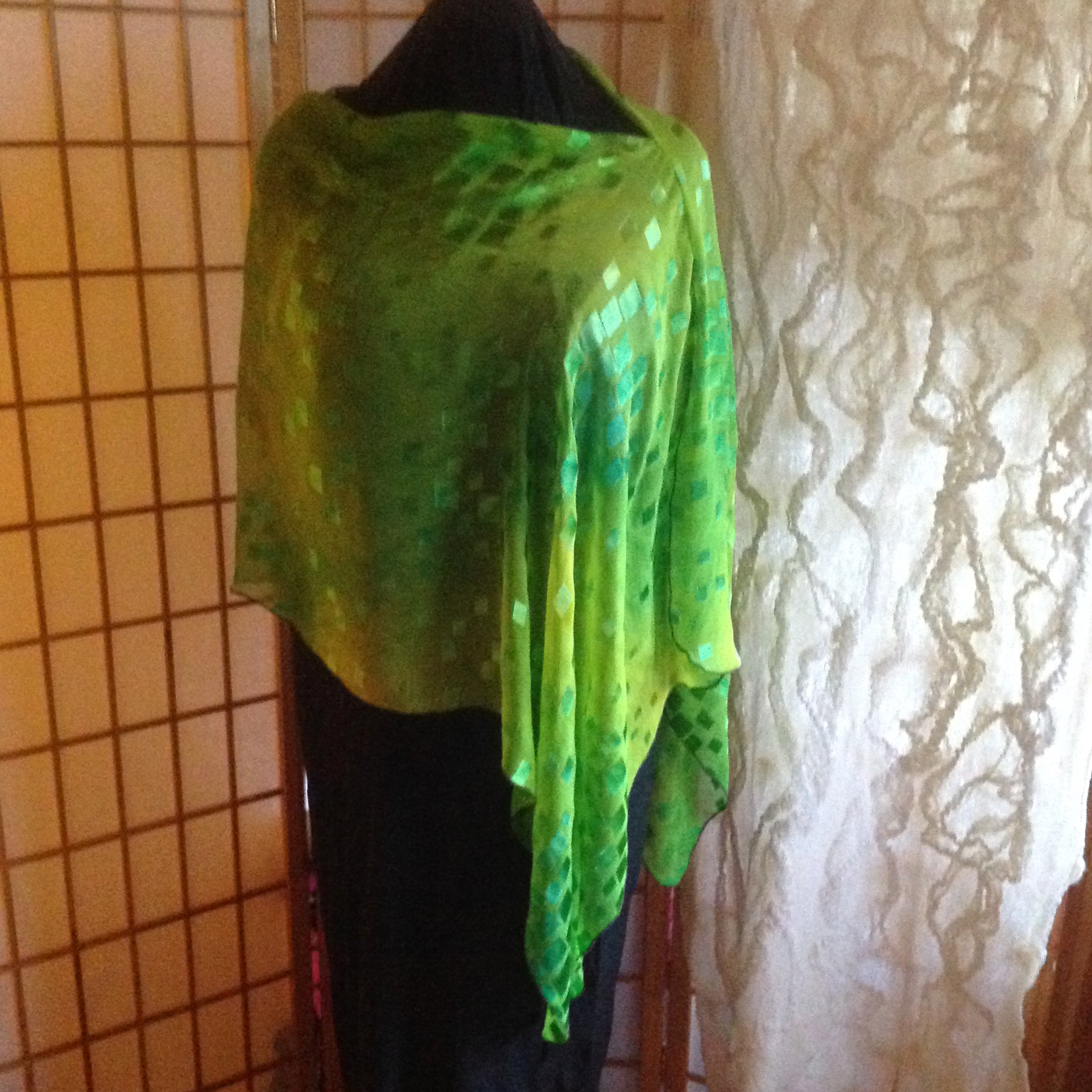 Shibori dyed silk poncho