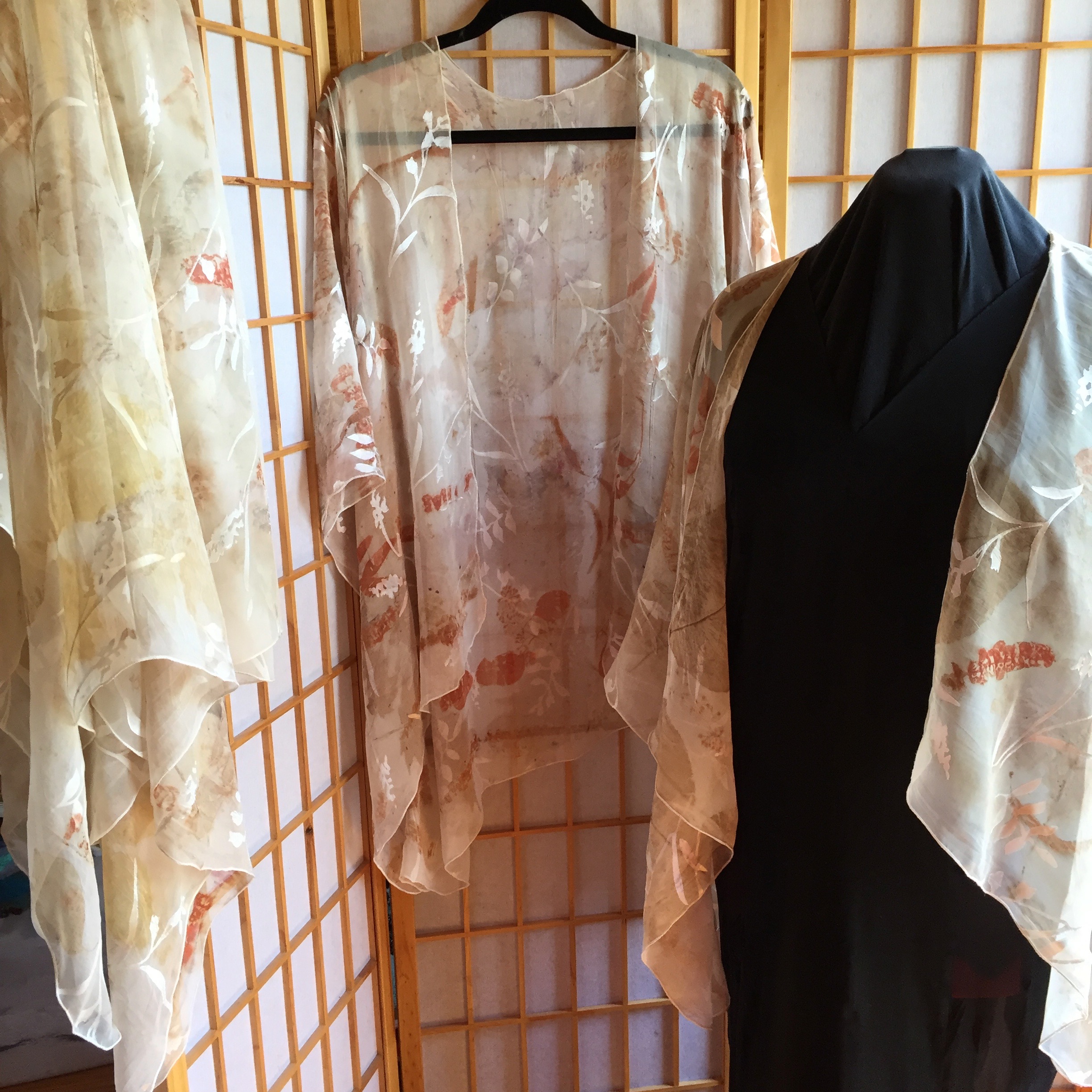Botanical prints, &nbsp;leaves on silk