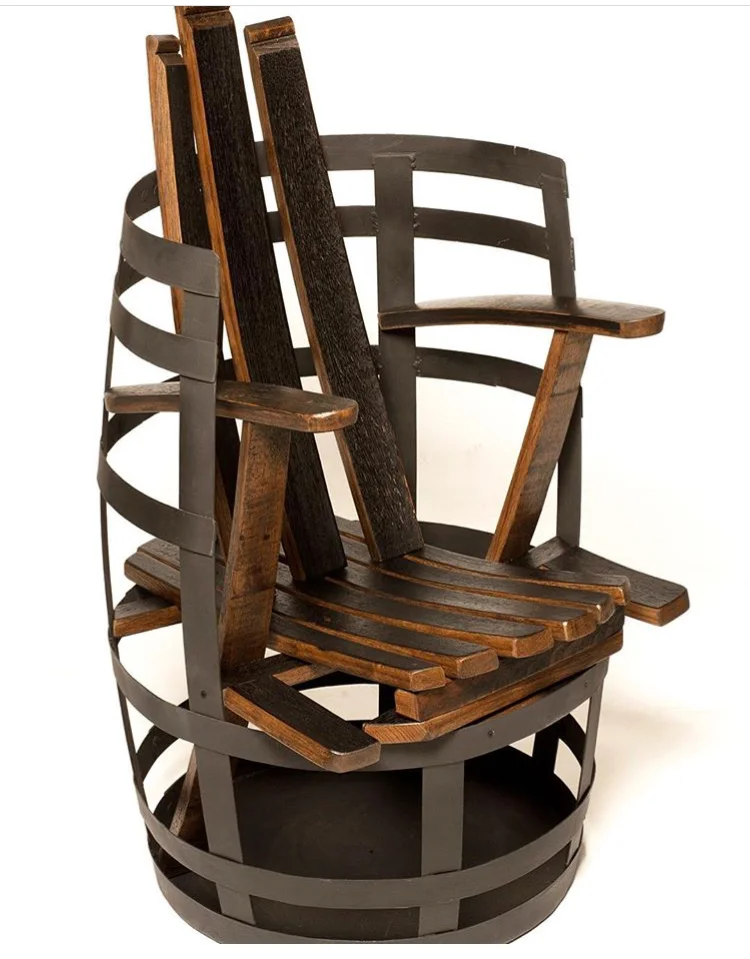 Chair from recycled bourbon barrels