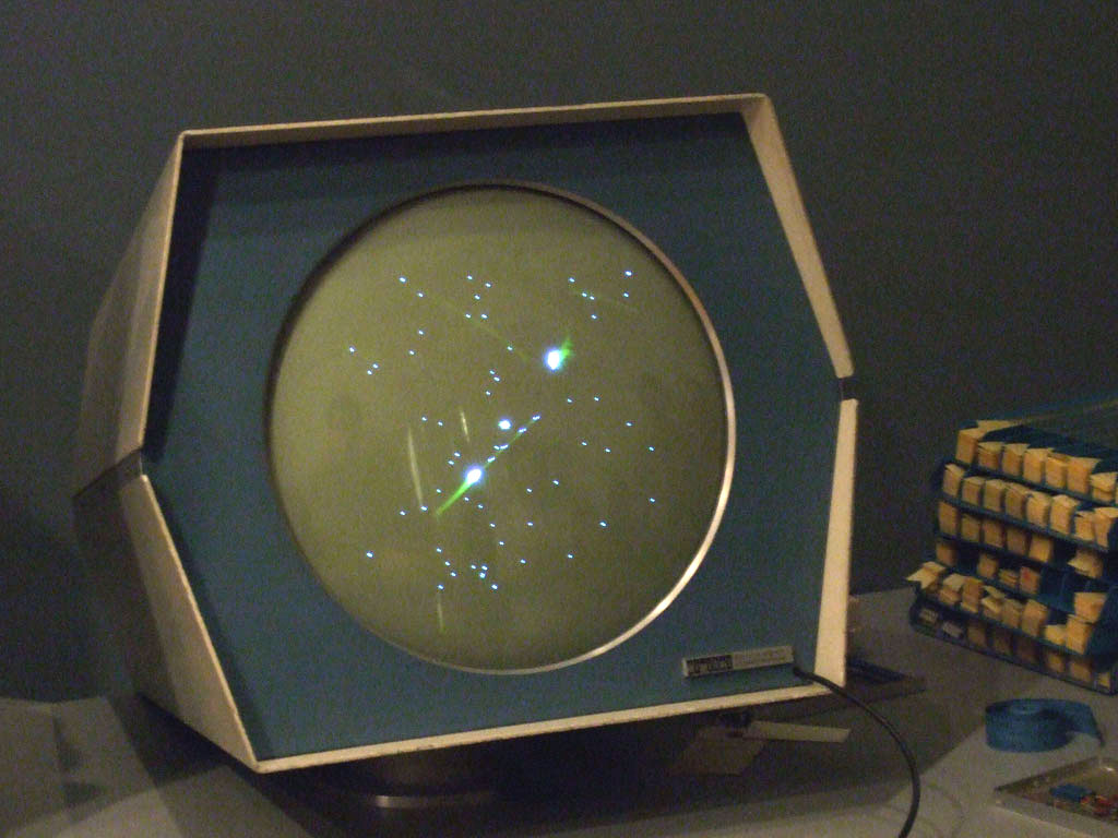 A screenshot of Spacewar, or: The Case for Capture Devices