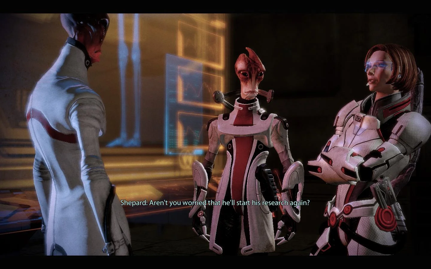 Shepard, seen here in her Galaxy-famous Rom: SpaceKnight cosplay.