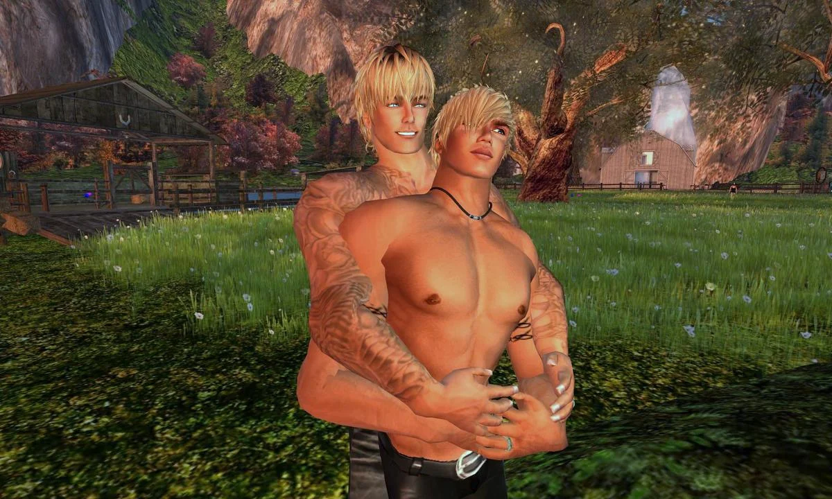 It really does look that guy in the back is growing out of his partner's butt. I don't think he is, but if that's what you want, Second Life can provide.