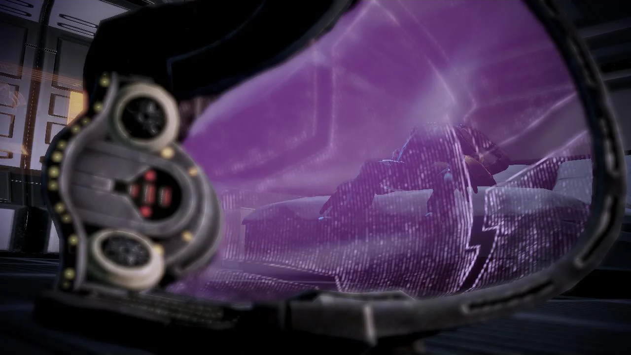 Quarian containment suits also function as convenient censors in case of unexpected intimate situations.