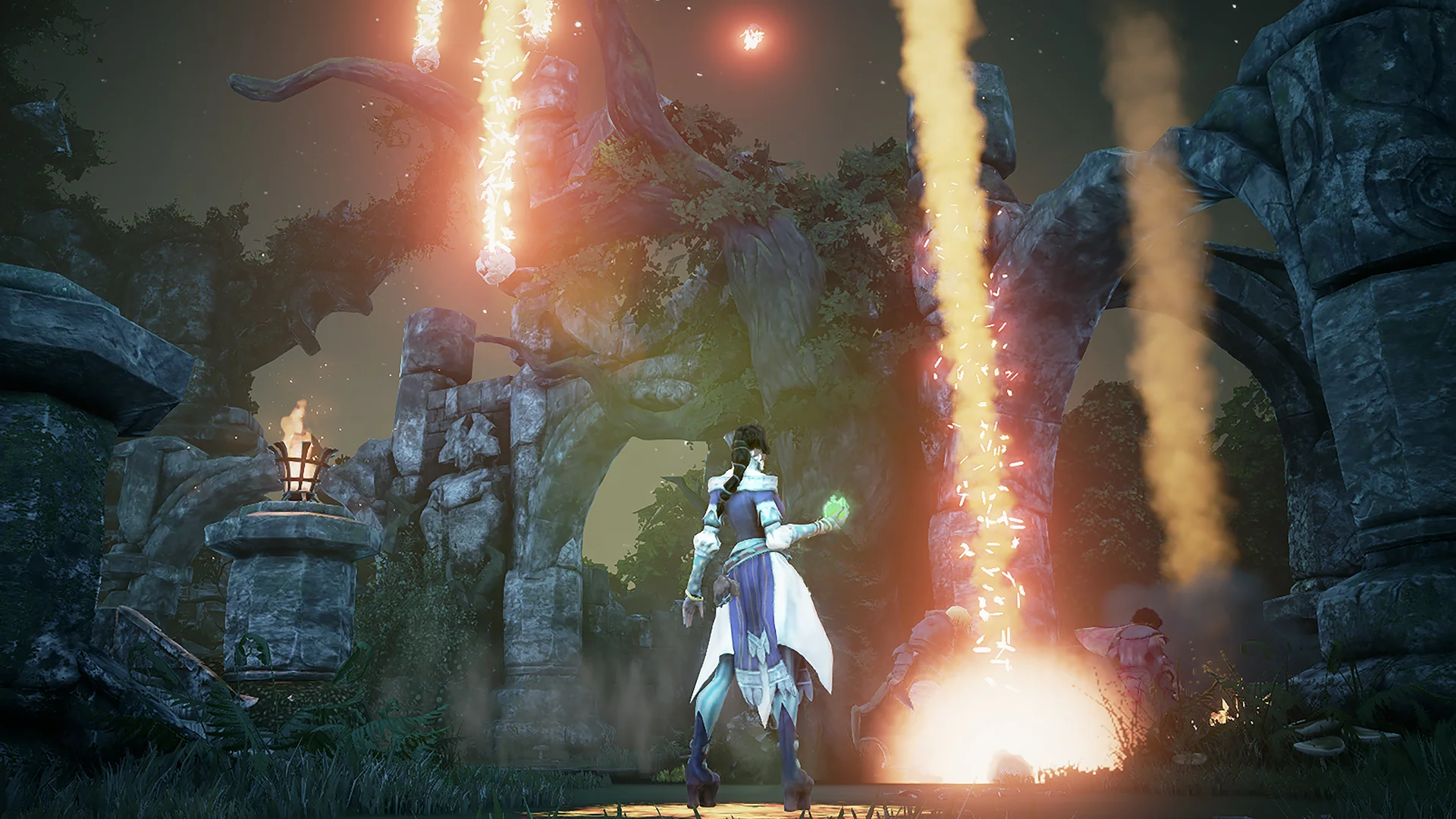 No pictures of my trusty pal Inga, so have Glory wrecking stuff with fireballs.